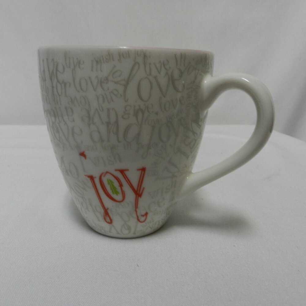 Starbucks Vintage 2005 raised JOY LOVE Christmas mug cup micro dish Holidays